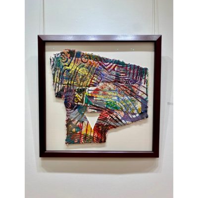 "Square Space II" by Sam Gilliam, and abstract multi-media artwork from the PFF Collection included at the Cinque Gallery Exhibition.