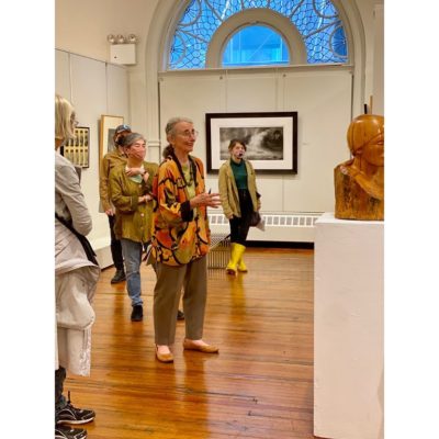 Susan Stedman, Curator, giving a guided tour and conversation at Art Students League of New York for "Creating Community: Cinque Gallery Artists"