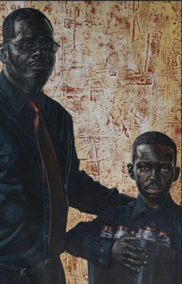 Alfred Conteh, Faruq and Nasir, Charcoal, conte, and acrylic on paper, 2017