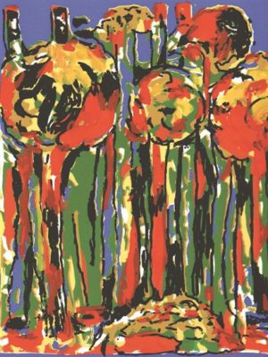 PFF146G-David Driskell, Round Trees, Serigraph, 2008. Abstract composition with reference to landscape with round trees (Doorway Portfolio).