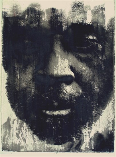 PFF170-Donald E. Camp, Man Who Feels Shape, Monoprint, 2006. Portrait of David Stephen, Philadelphia based artist associated with Donald Camp, Charles Burwell, and several other African American artists in the area.