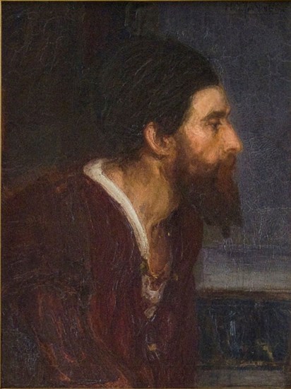 Henry Ossawa Tanner, Nicodemus (Portrait of a Bearded Man), Oil. Portrait of a bearded man in profile.