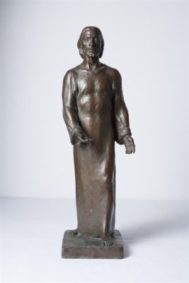 PFF214-Richmond Barthé, Come Unto Me, 1930. Sculpture of standing Jesus figure stepping forward with outstretched hand.