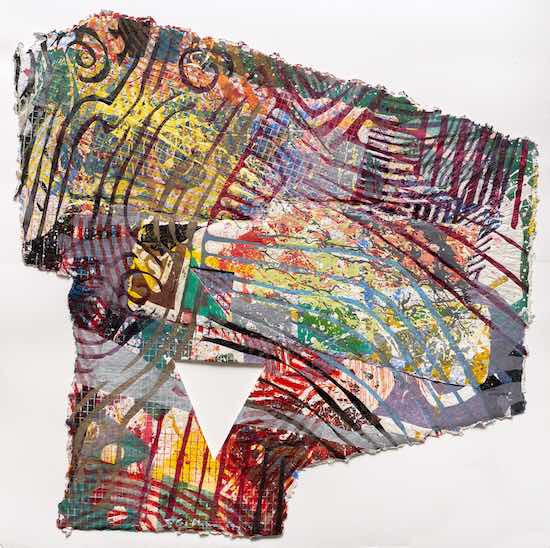 PFF254-Sam Gilliam, Purple Antelope Squeeze Space II, mixed media collage, 1987. Mixed media collage with relief, etching, aquatint, collagraph on hand-made paper, embossing, and hand-painting.