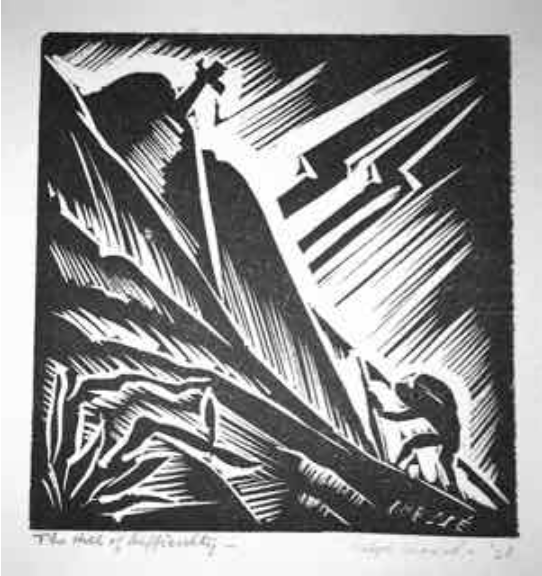 Ralph Chessé, The Hill of Difficulty, Woodcut, 1928.