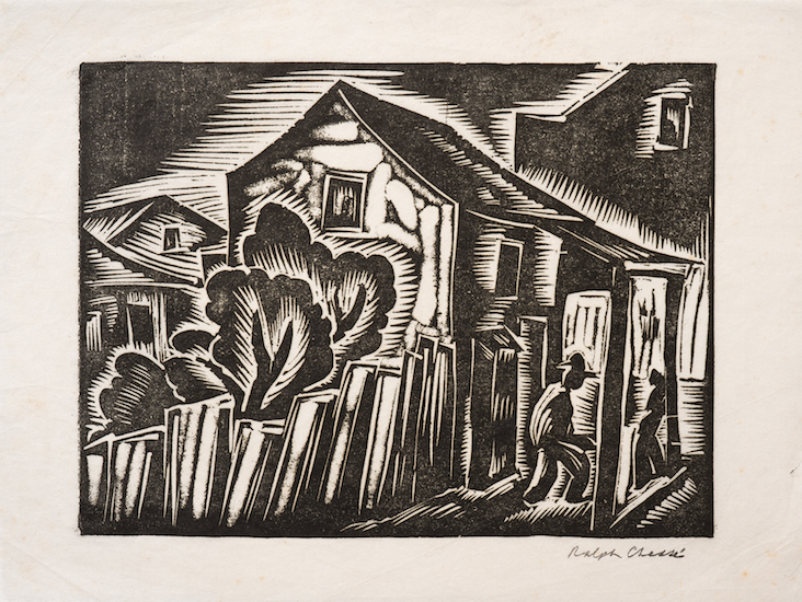 Ralph Chessé, Old House New Orleans, Linocut, 1928. 