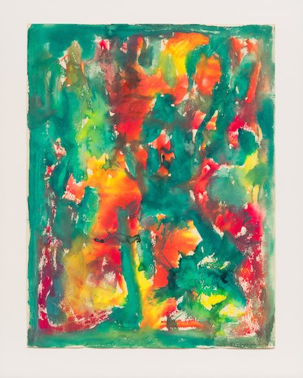 Beauford Delaney,Untitled (Green, Red and Yellow Abstraction), Watercolor, c. 1962-64.