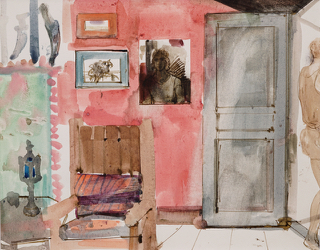 Avel deKnight, Interior: Casa Soprane, Molini di Triora, Italy, Watercolor on paper, 1988.
