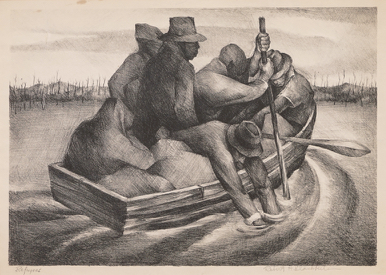 Robert Blackburn, Refugees, Lithograph, artist proof, circa 1938