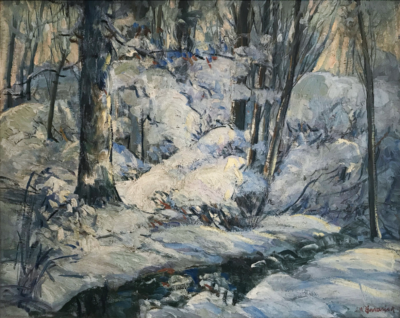 John Wesley Hardrick, Winter Landscape, Oil on canvas, 1935